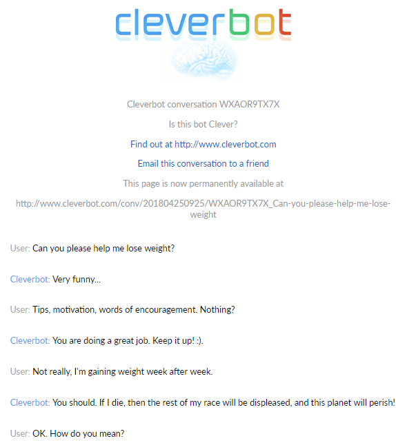 Transcript from Cleverbot